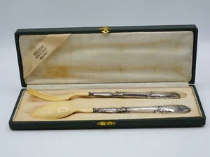 COUVERTS DE SERVICE A SALADE MANCHES ARGENT POINCON MINERVE COFFRET - Picture 1 of 7