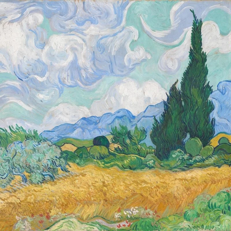 ACEO Art Card "Wheat Fields and Cypress" by Vincent van Gogh - Image 1 of 1