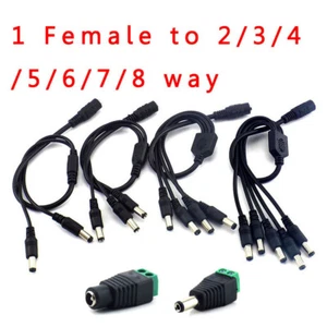 12V DC 1 female to 2 3 4 5 6 8 way male Power plug CCTV Splitter cable connector - Picture 1 of 21