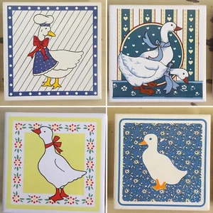 REMACHES PATO DE CAMPO: 4 Azulejos de cerámica para colgar en la pared decoración de cocina rústica 4,25x4,25 - Imagen 1 de 12