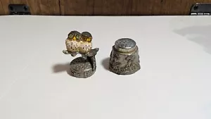 Stephen Frost English Pewter Thimble, Pair of Owls on branch. Good condition - Picture 1 of 13