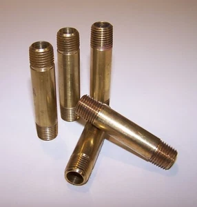 Parker Long Nipple Fitting Brass 1/4" NPT x 2.5" Long - P/N 215PNL-4-25 (Qty 5) - Picture 1 of 4