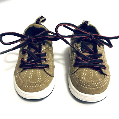 OshKosh Sneaker Shoe Infant Baby Boy 2M Chandler Tan Suede Leather Lace-Up New - Image 1 of 4