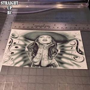 Individueller Wasserrutschen-Aufkleber - RC Lowrider "Airbrush Wandbild" Stil "Sombrero Girl 1" - Bild 1 von 15