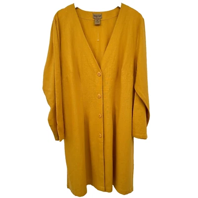 Cárdigan tipo plumero túnica terciopelo medianoche talla 16W dorado lino Lagenlook boho Foto 1 de 4