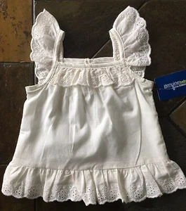 Girls shirt size 3 Months New NWT Ivory Eyelet Baby 100% Cotton Tank Top Blouse - Picture 1 of 12