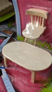 Wooden Dollhouse Furniture  5 piece Table Set , Unfinished  - Picture 1 of 6