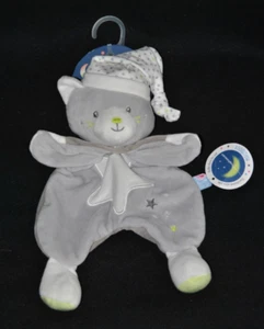 Doudou plat chat SUCRE D'ORGE Doumou gris blanc étoile phosphorescent 100% NEUF - Picture 1 of 1