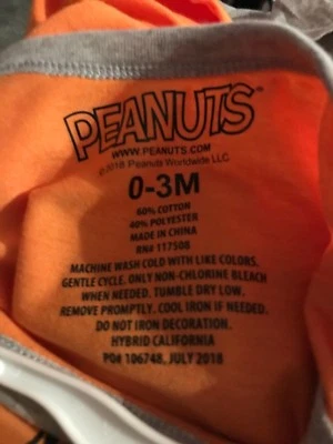 Baby Boys' Peanuts Snoopy Long Sleeve Romper - Orange NB / 0-3 Months Halloween Foto 1 de 4