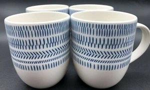 ED by Ellen Degeneres Cobalt Blue Chevron Royal Doulton mug set of 4 - Picture 1 of 5