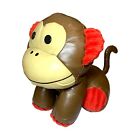 Skip Hop Brown Faux Leather Monkey Stuffed Weighted Toy Plush 8” Red Ears & Feet