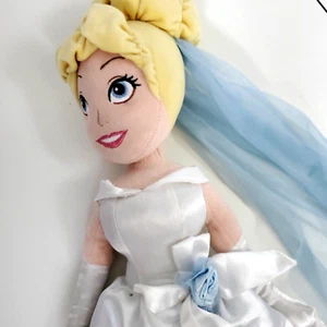 Disney Store Cenicienta Blanco Vestido de Boda Azul Rosa Peluche Muñeca 20" Velo Azul - Imagen 1 de 12