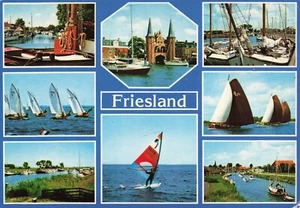 Postcard Netherlands Friesland 8 Beautiful Views - Picture 1 of 2