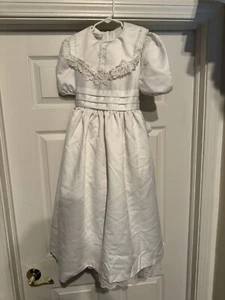 VTG Bonnie Jean White Formal Dress Easter Communion Baptism Child Size 12 - Picture 1 of 24