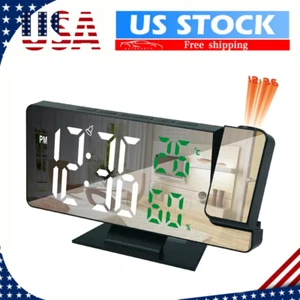 7.8" LED Projection Alarm Clock Digital Clock with 180° Projector Snooze Bedside - Picture 1 of 13
