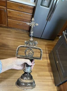 Antique Metal Funeral Home/Church  Card Holder  IHS  17” - Picture 1 of 12