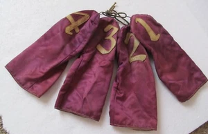 VINTAGE COLORFUL SET OF 4 PURPLE HEAD COVERS-SILKY TYPE MATERIAL WITH A LINING   - Picture 1 of 5