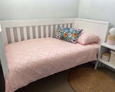 Cot Toddler Bed Quilt Cover Set Pink Tufted Set 3 Pieces • 45.99$