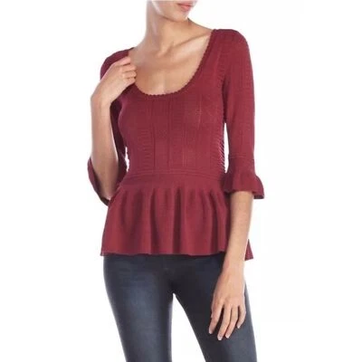 Torn by Ronny Kobo Mauve "Kimberly" Peplum Knit Top Size Large - Image 1 of 4