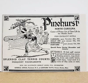 1913 Pinehurst NC Leonard Tufts Carolina Hotel Holly Inn Tennis Art Print AD - Picture 1 of 1