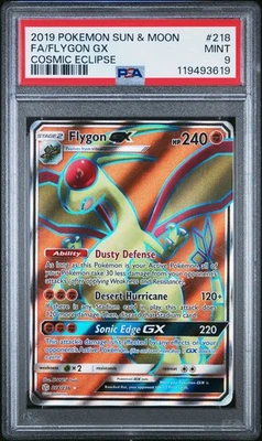 2019 POKEMON COSMIC ECLIPSE FLYGON GX #218 PSA 9 MINT #119493619 - Image 1 of 2