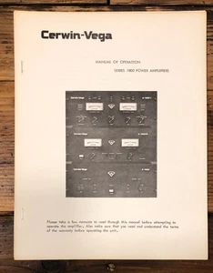 Cerwin Vega Model 1800M Amplifier Owners / User Manual *Original* - Picture 1 of 1