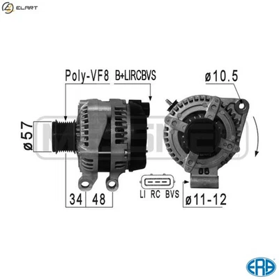 ALTERNATOR 210902A FOR LAND ROVER LR3/III/SUV DISCOVERY RANGE/SPORT 2.7L 6cyl - Image 1 of 4