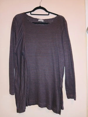 Wrap London 100% Linen Jumper Top Long Sleeve Blue Red Stripe - Image 1 of 4