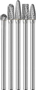 Set 5 Pezzi Fresa Lunga in Carburo 1/4" Gambo Totale L 4,3" Punte per Smerigliatrice Rotante Ra... - Foto 1 di 8
