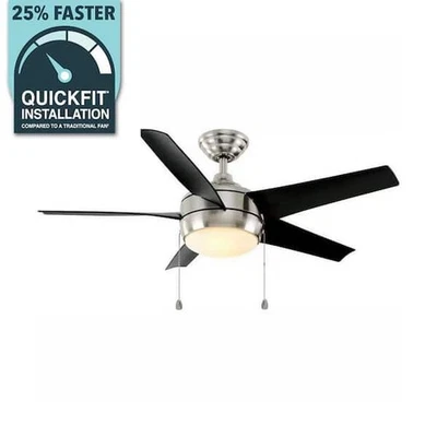 HOME DECORATORS Windward 44 in. LED Brushed Nickel Ceiling Fan with Light Kit - Image 1 of 4