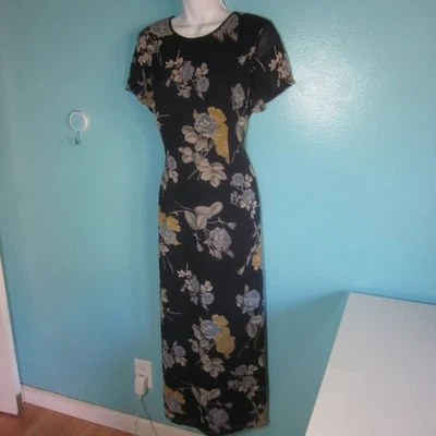 Maxi Vestido Laura Ashley Mujer Talla 8 Vintage Años 80 Azul Floral 38-33-40 Foto 1 de 4