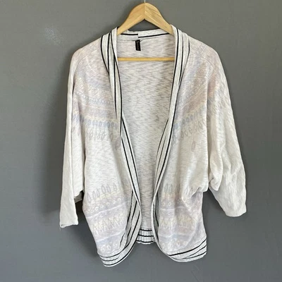 Cárdigan CASA LEE Talla Pequeña Blanco Coccoon Ala de Murciélago Frente Abierto Suroeste Foto 1 de 4