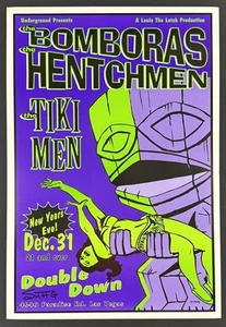 Bomboras ZOTTELDRUCK Hentchmen Tiki Männer 1993 Silvester ungerahmt handsigniert - Bild 1 von 2