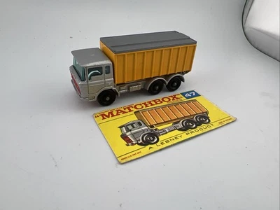 Matchbox Lesney Silver/Yellow Tipper Container Truck #47 WITH BOX PART - Image 1 of 4