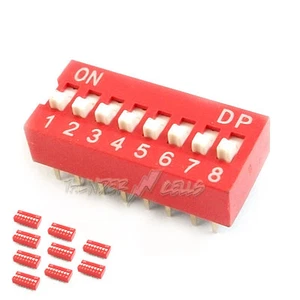 10x 8 Position Way Slide Style DIP Switch 2.54mm Pitch Gold Tone 16 Pin PCB Code - Bild 1 von 1