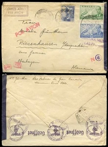 SPAIN CANARY ISLANDS 1941 AIRMAIL CENSORED to GERMANY - Picture 1 of 1