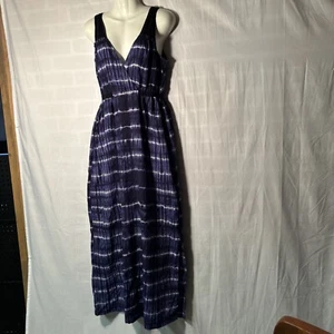 Simply Vera Vera Wang Dress Maxi Blue Tie Dye Sleeveless Empire Waist Size Med - Picture 1 of 11