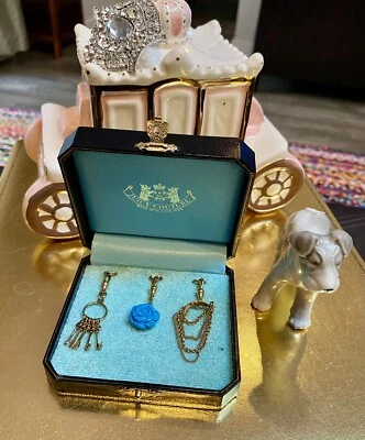 Juicy Couture 3 Charm Trio Turquoise Rose Keys & Chain Set In Original Box - Image 1 of 4