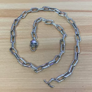 Collana osso teschio fatto a mano argento sterling 925 biker punk gioielli 8W008N 25" - Foto 1 di 12