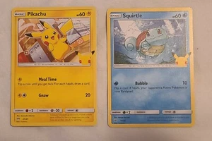 2021 Mcdonalds Pokemon Cards Pikachu And Squirtle Non-Holo Fresh Pulls - Picture 1 of 4