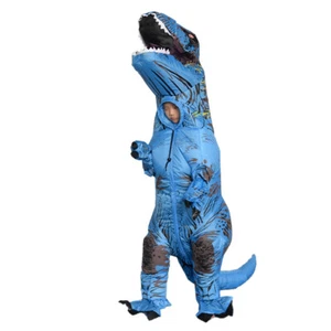 Blue Inflatable T-rex Costume Dinosaurs Suit Halloween Kids Funny Cosplay Part - Picture 1 of 7