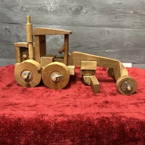 Vintage Handmade Wood Tractor / Grader 15” Long 8” Tall - Picture 1 of 11