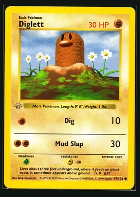 Pokemon Card - 1st Edition - Diglett - Base Set (Shadowless) 47/102 - Grey Stamp - Image 1 of 2