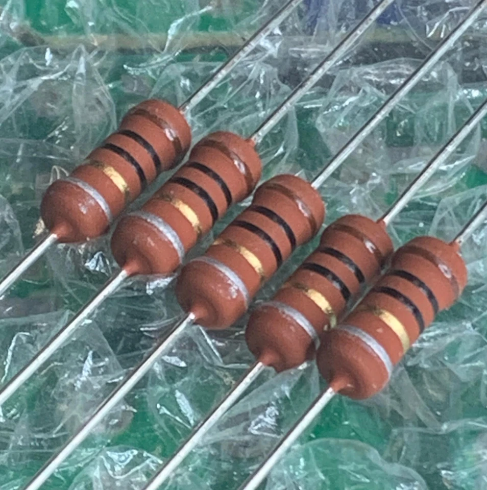 ROYAL OHM 5Pz. 10 Ohm 2W ±10% Resistenze Fusibile Metal Film Ø5x12mm ( 5 PEZZI )