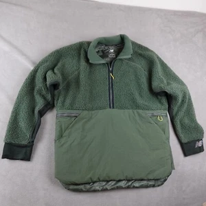 New Balance Sweater Mens L Green Fleece Half Zip Outdoor Utility Kangaroo Pocket - Foto 1 di 22
