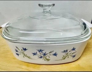 Corning Ware 2 Qt “Blue Dusk” Baking Dish Casserole & Pyrex Lid VTG RARE Pattern - Bild 1 von 7