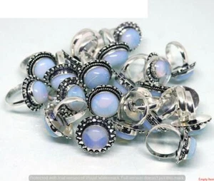 Opalite Gemstone 925 Sterling Silver Plated 20pcs Wholesale Lot Rings GR-N216 - Picture 1 of 1