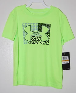NWT Under armour Toddler Boys Neon Green Large Logo SS Wicking T-Shirt sz 3T - Picture 1 of 8