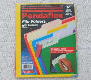 NEW Pendaflex Esselte 12 Color Letter Size File Folders Erasable 1/3 Cut Tabs - Picture 1 of 6