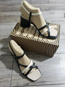 Camper women's Kiara Twins Heeled Sandals, Black & White, Sz 7 - Picture 1 of 11